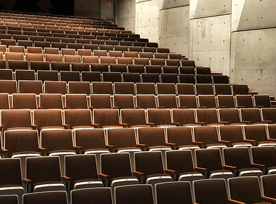 Large school auditorium with rows of seating